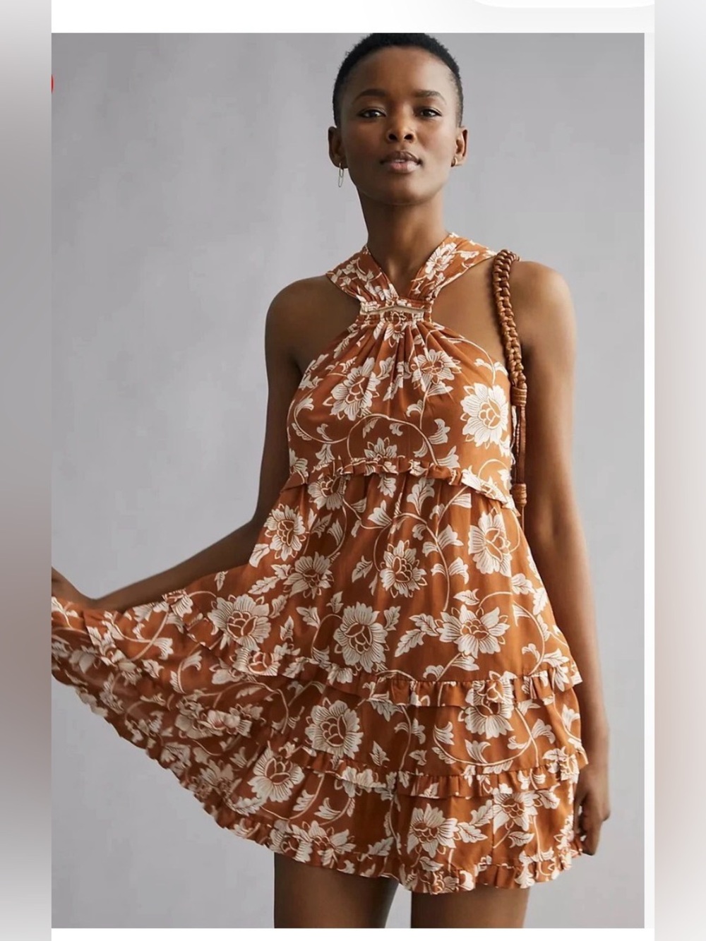 ⭐️Anthropologie Floral Printed Halter Ruffled Mini Dress⭐️